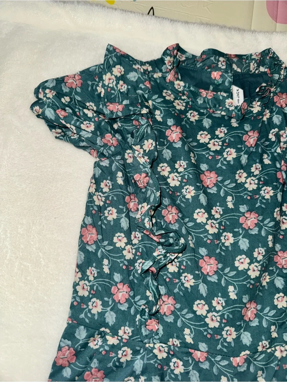 Janie and Jack Teal Floral Girls' One-Piece Romper